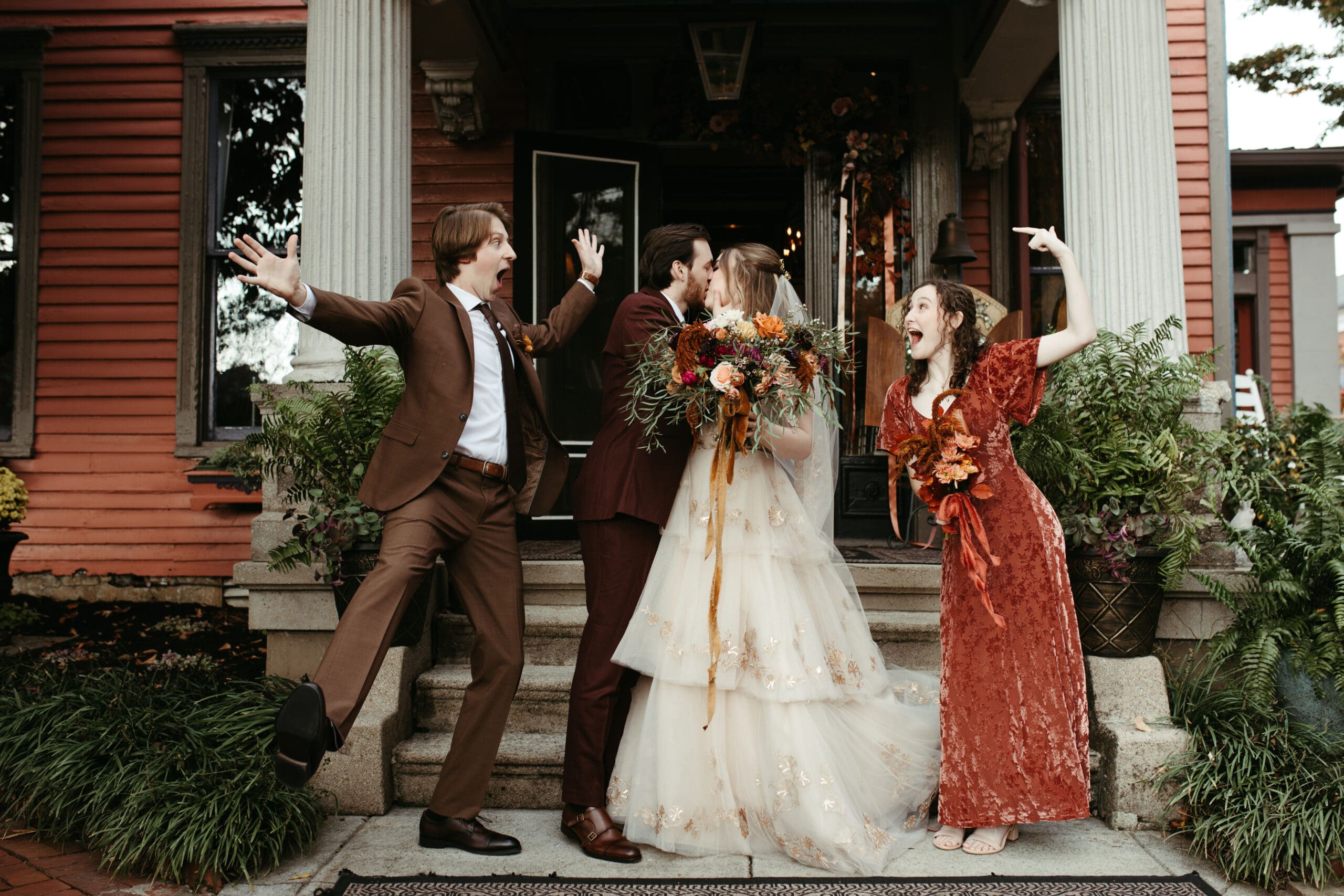 bride and groom, dark and moody, high fashion photography